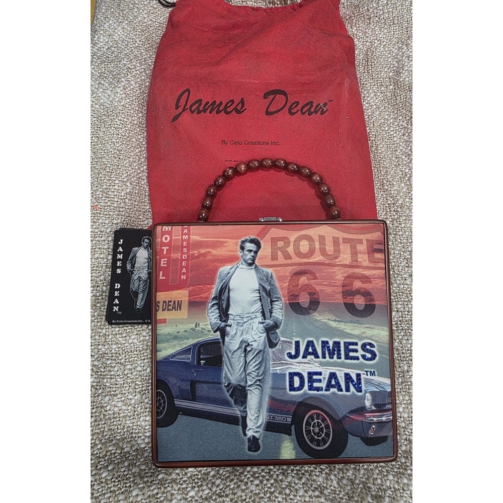 Brand New Rare Vintage‎ James Dean Wooden Handbag Purse Tote Cielo Creations USA